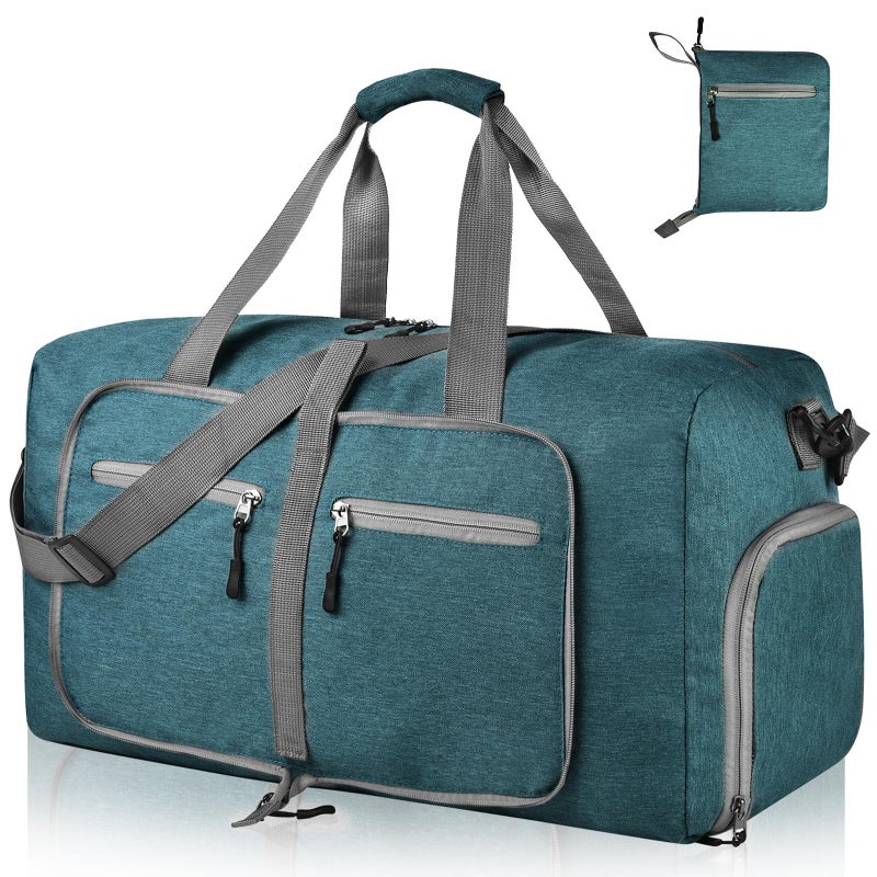 Dimayar 40L Travel Duffle Bag for Men Women - Foldable Duffel Bag with Shoes Compartment - Overnight Bags Waterproof & Tear Resistant(Green) - Image 1